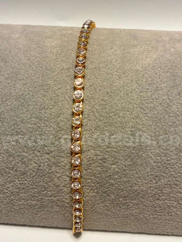 7” CZ Textured Tennis Bracelet 24K Gold Filled