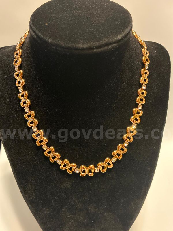 16” Ladies Butterfly CZ Link Necklace 24K Real Gold Filled.
