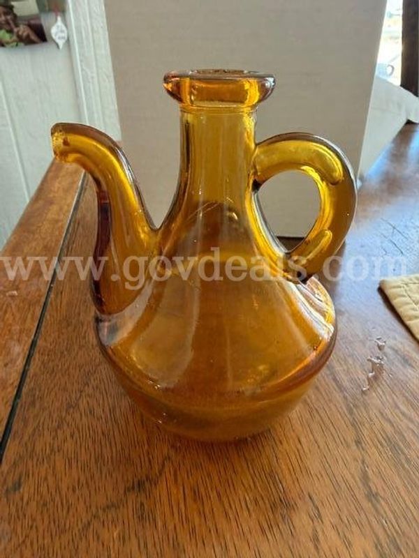 Vintage Amber Teapot Shaped Glass