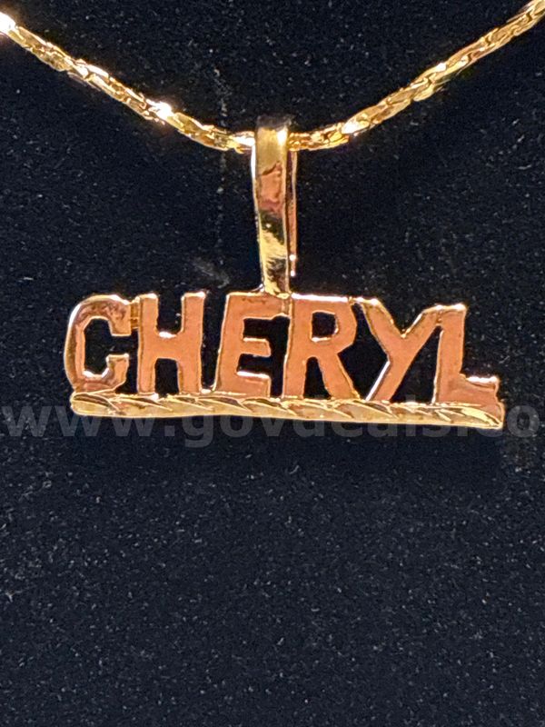 “Cheryl” Pendant W/ 20” Small Twisted Cobra Necklace. 24K Real Gold Plated