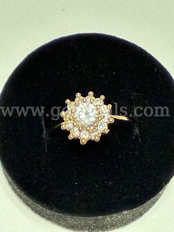 Size 6.5, Ladies Daisy CZ Ring 24k Real Gold Filled,