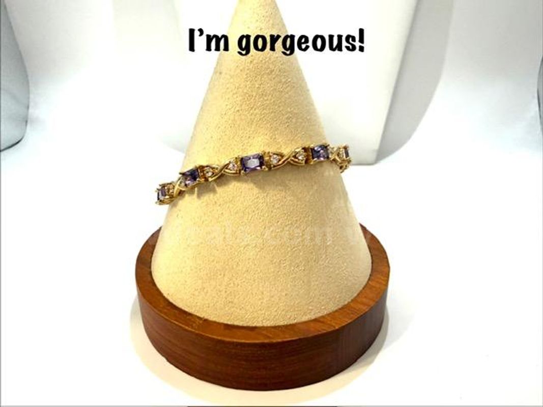 Gorgeous, 8 Inch, CZ Amethyst, Tennis Bracelet, Real 24K Gold Filled