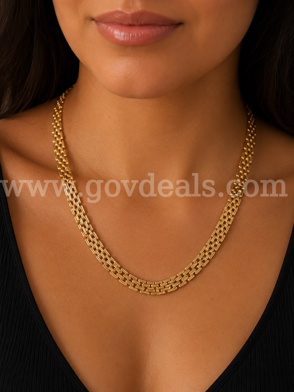 20” Medium Panther Link Necklace 24K Real Gold Filled.