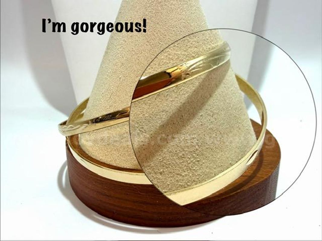 Gorgeous, Set of Two, Extra Large, Diamond Cut Bangle Bracelets, Real 24k Gold Filled