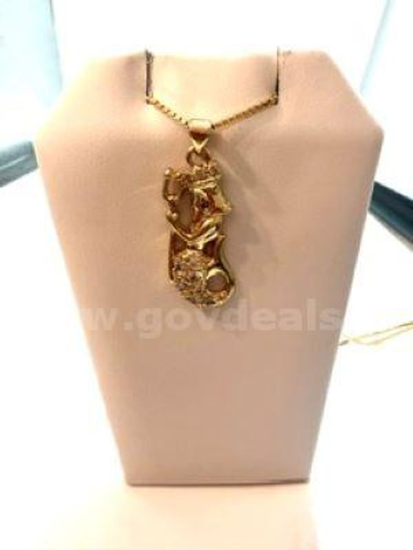 Beautiful, 18 Inch Box Chain Necklace, W/CZ Aquarius Zodiac Pendant, Real 24k Gold Filled