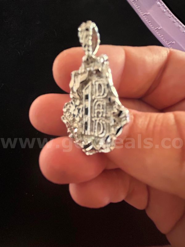 Silver #1 DAD Nugget Pendant & Necklace Set. FREE SHIPPING!
