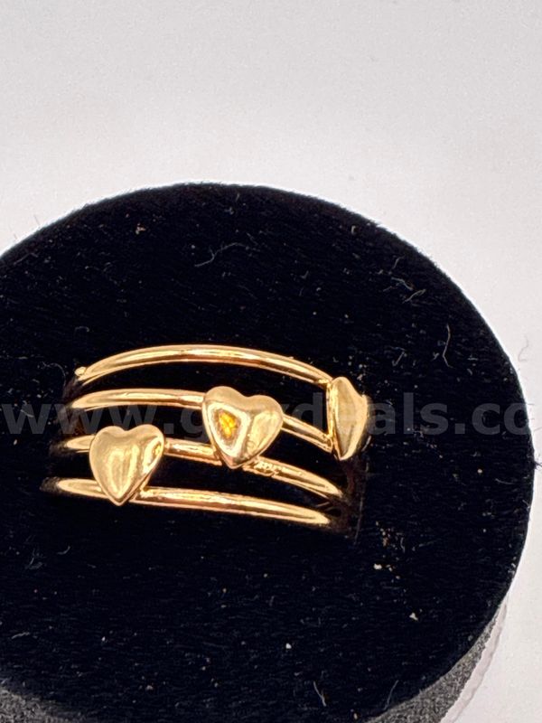 Beautiful Multi-Band Heart Ring, Ladies, Size 7.5 24K Gold Filled