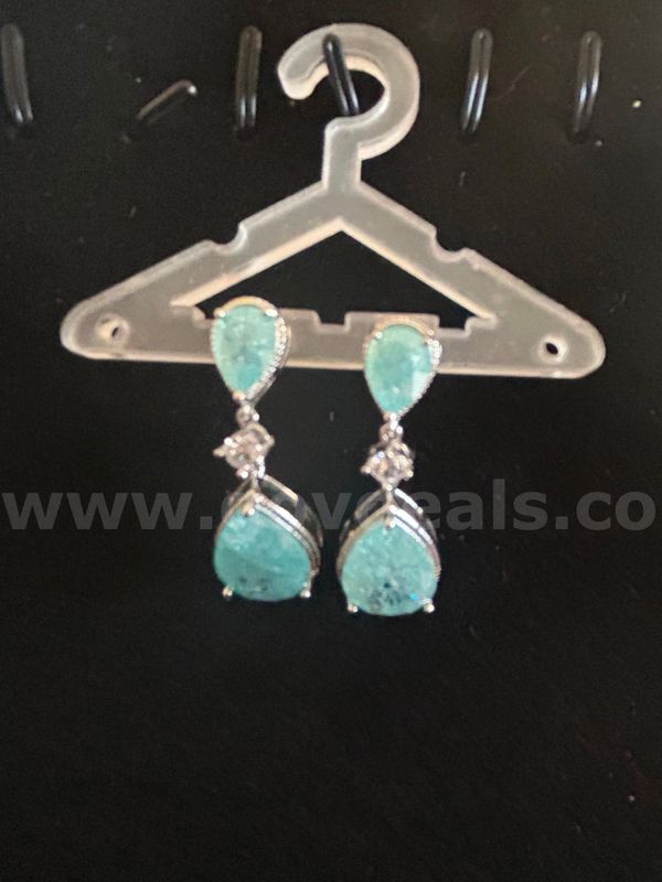 Rhodium CZ Topaz Earrings NR!