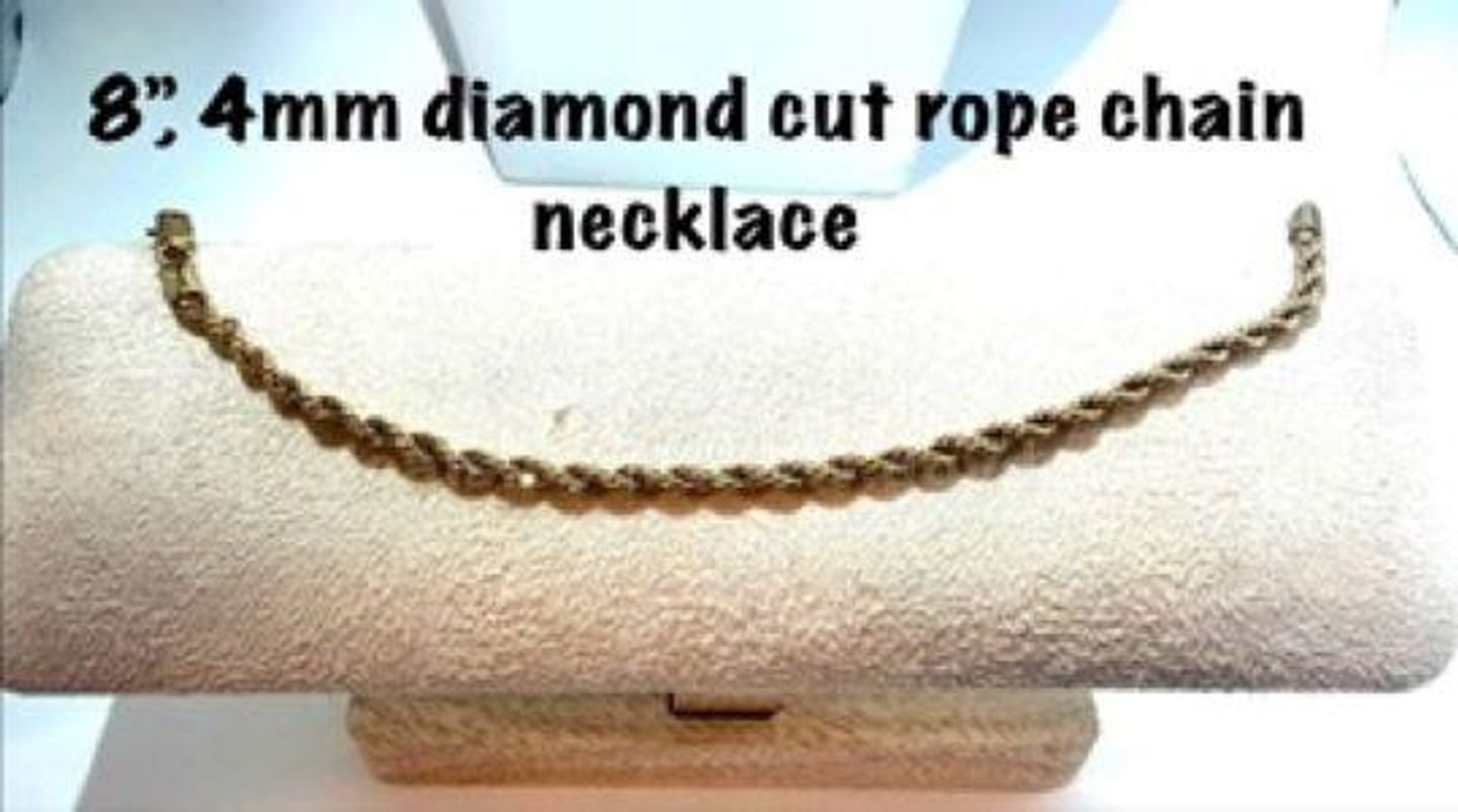 Gorgeous 8”, 4MM, Real 24k Gold Filled, Diamond Cut Rope Bracelet