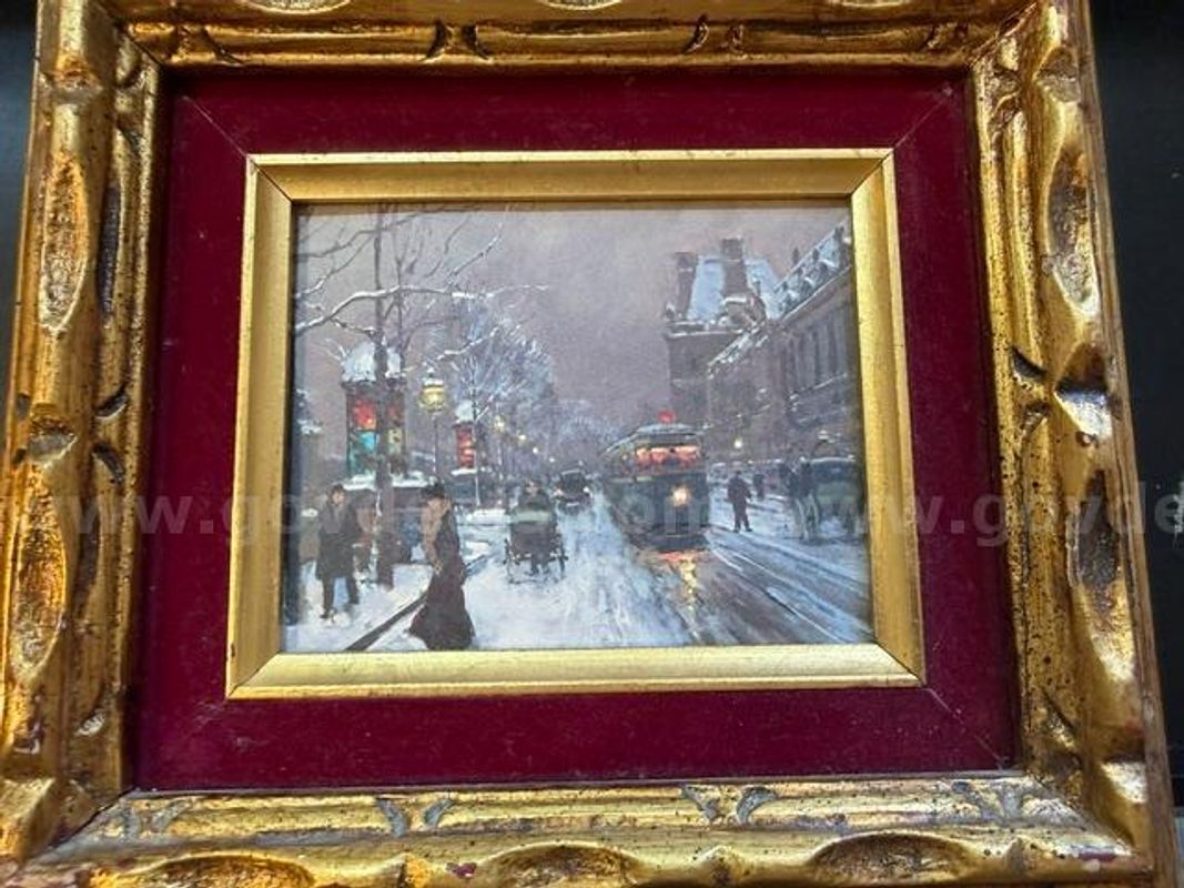 Reproduction of Quay of Louvre , Paris by Ed Leon Cortes, Unauthenticated, Good Condition
