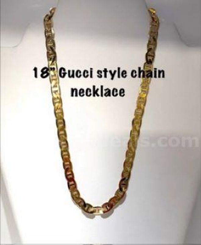 Beautiful, 18 Inch, Real 24k Gold Filled, Gucci Style Chain Necklace
