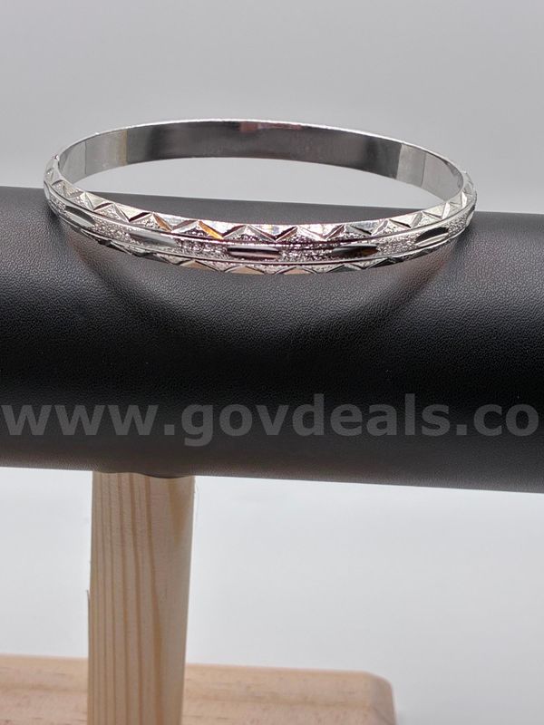 2 3/4”, Diamond Cut Bangle, Rhodium Clad (Silver), Bracelet