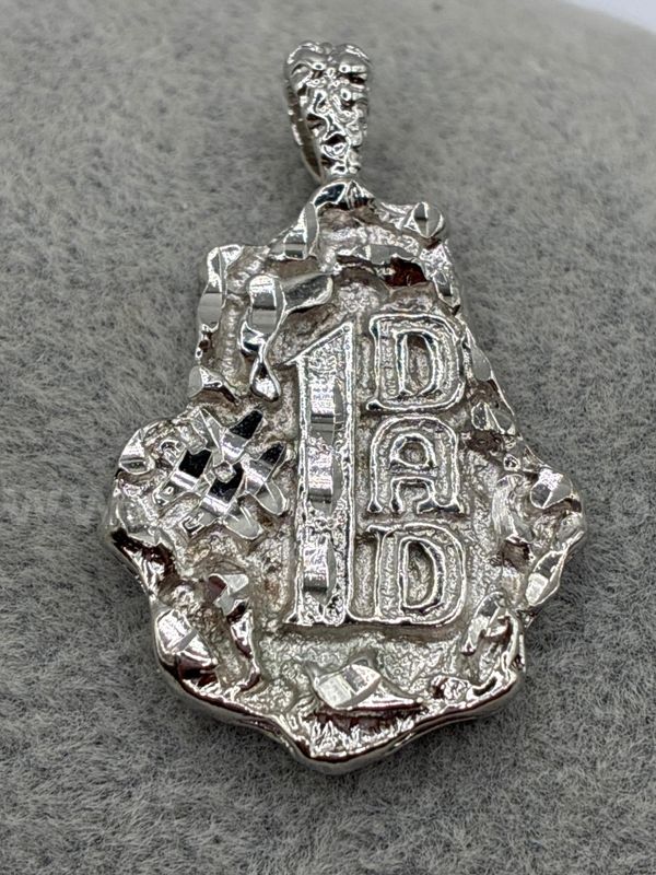 Beautiful Rhodium Clad (Silver) #1 DAD Nugget Pendant