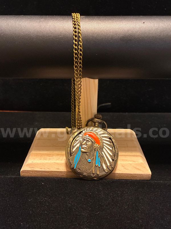 Native American Chief, Pocket Watch. FREE SHIPPING W/ BUY IT NOW!