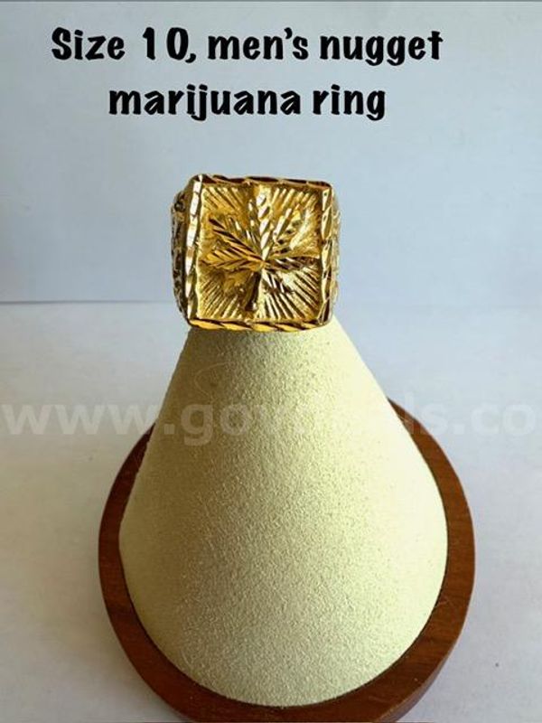 Awesome, Men's, Size 10, Real 24k Gold Filled Nugget Marijuana Ring