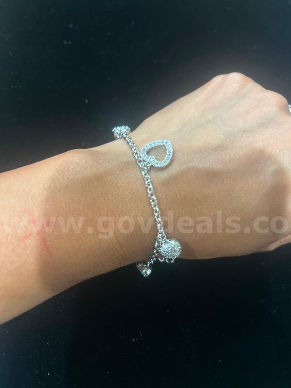 7” Rhodium RRL, 7” Sweethearts Charm Bracelet. LR