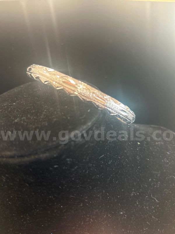 Rhodium (Silver) Diamond Cut Bangle Bracelet