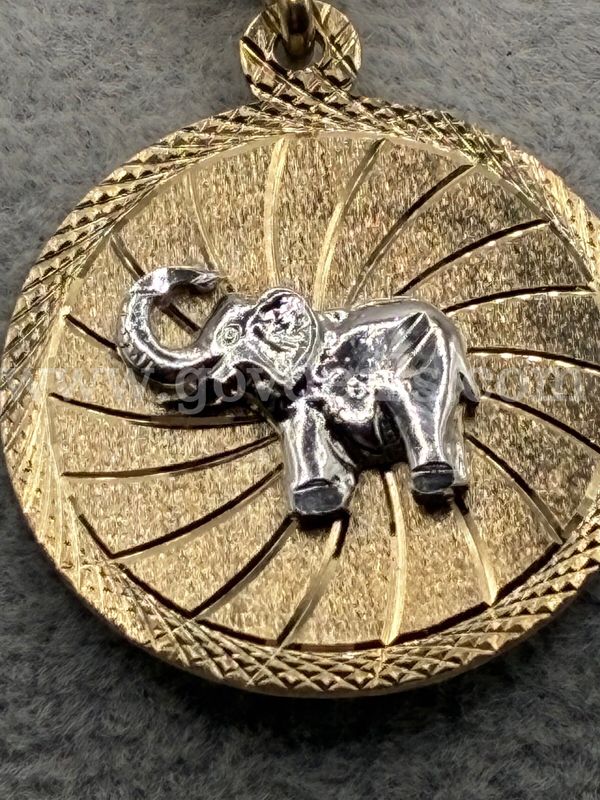 20” Necklace w/ Two-Toned Elephant Medallion. 24K Real Gold Filled. FREE SHIPPING!!
