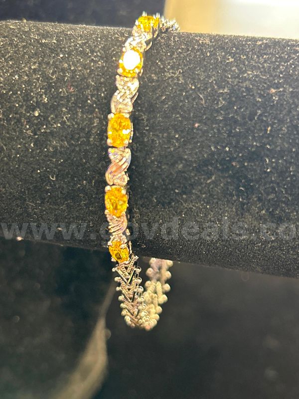 Lovely Ladies, 8” Silver, CZ Topaz Tennis Bracelet