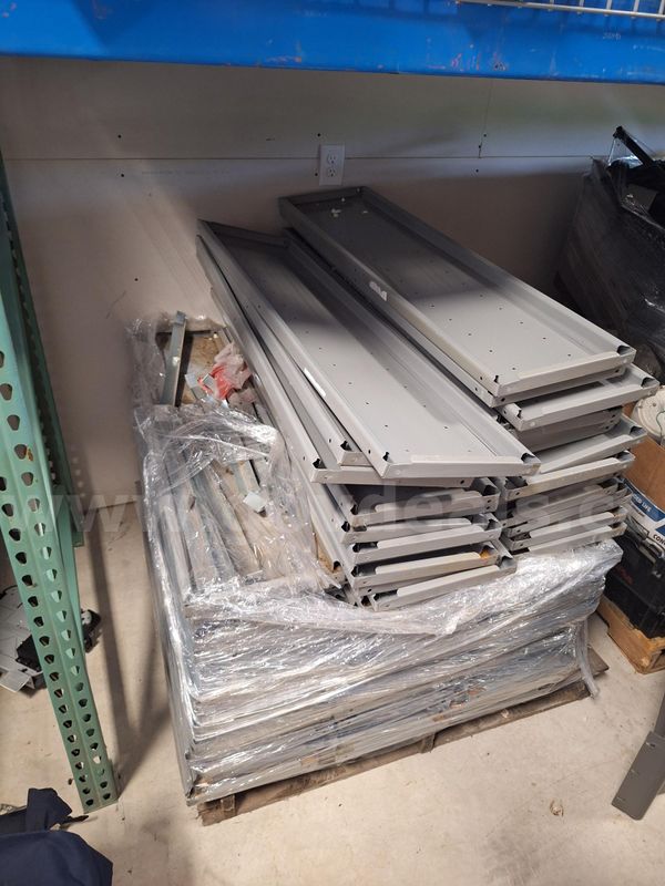 1 pallet of 4ft X 1ft grey metal shelves