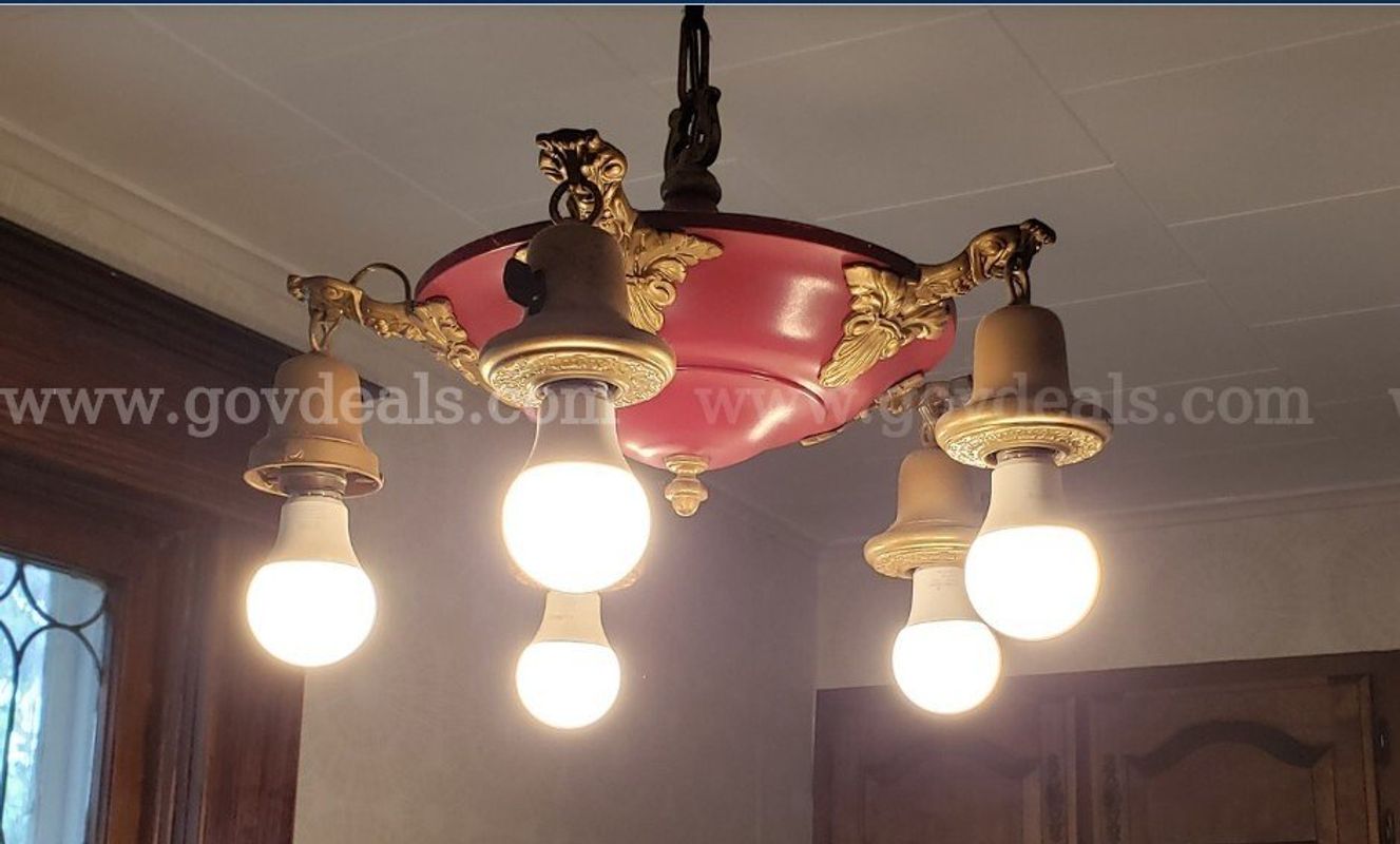 LOT of 1 Vintage Light Fixture + 2 Ceiling Fans + 4 Lights