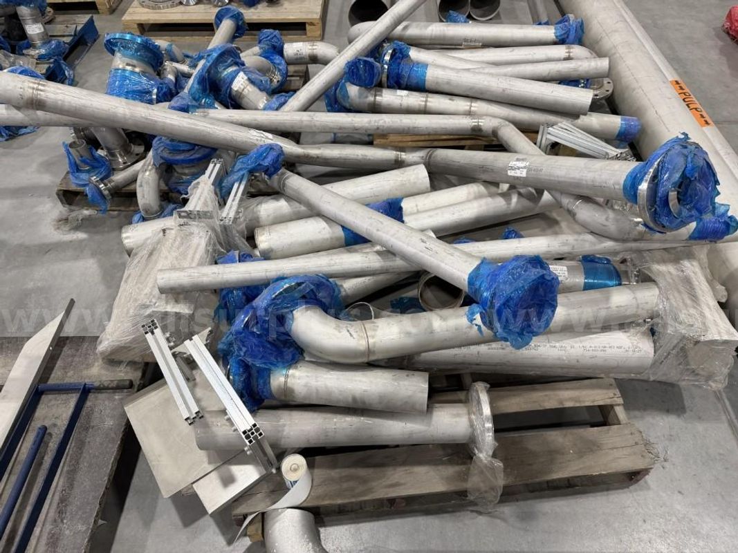 Pipe Spools, Flex Joints and Fittings, Stainless Steel, 2in to 8in Dia, SCH10S, Qty Approx 6 Pallets