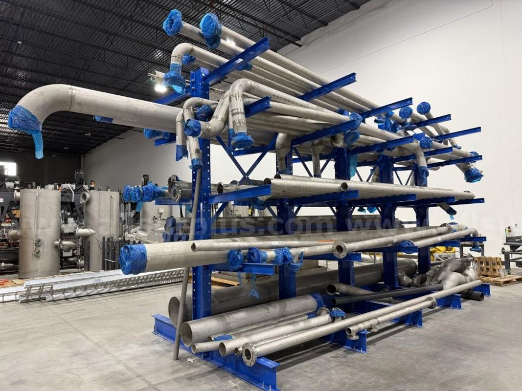 Pipe Spools and Pipe Rack, 304 Stainless Steel, 18in to 3in Dia, 32in to 27ft Long, Sch10S, Qty Approx 84 Jts