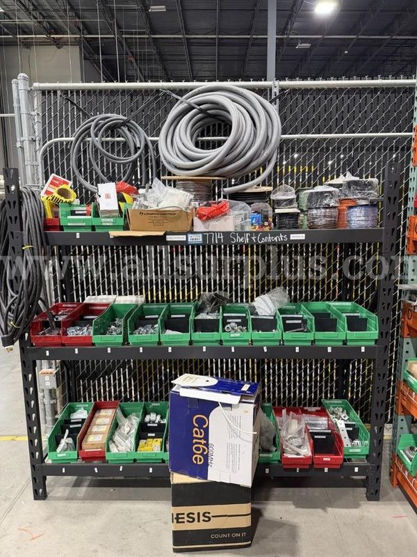 Electrical Material and Shelving, Conduit, Wire, and Misc MRO, Qty 1 Shelf and Contents