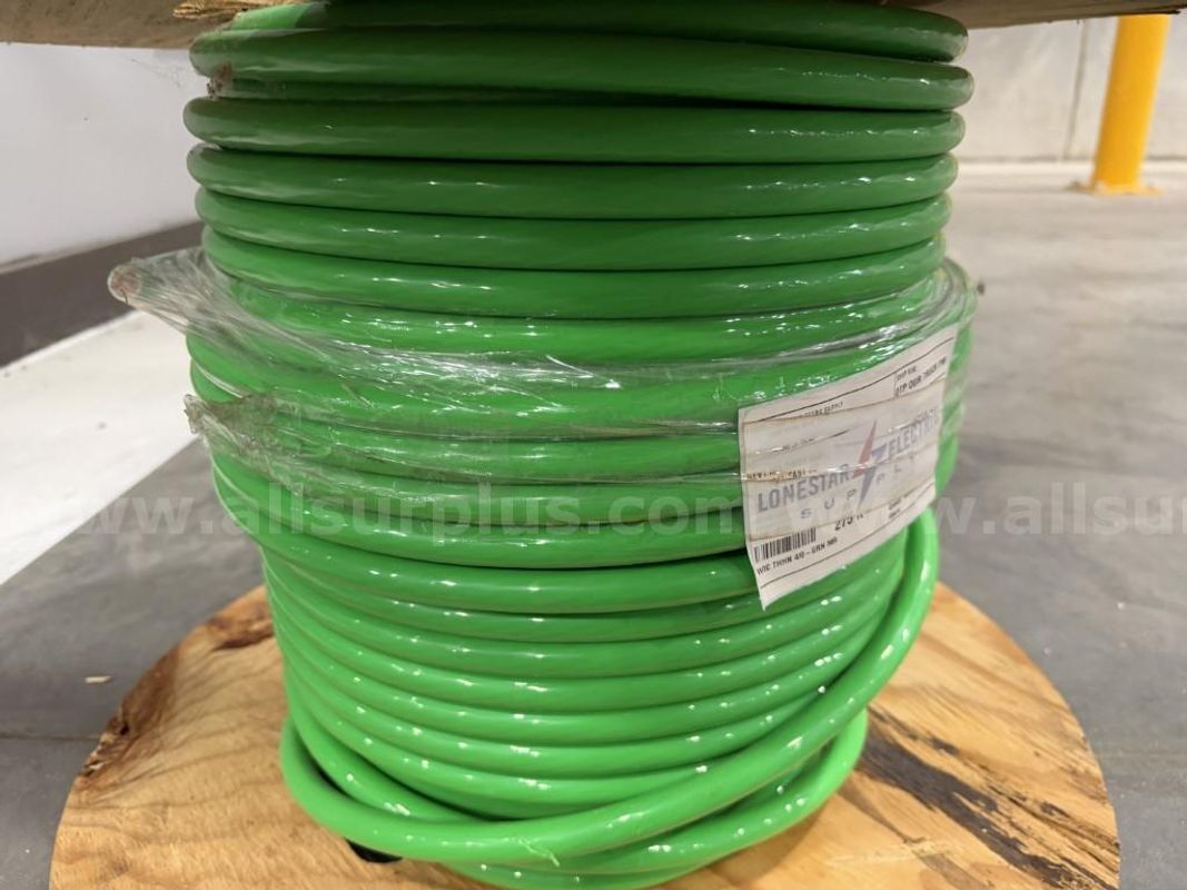 Cable, Power, 4/0AWG 1C, CU, 600V, GRN MR, Alan Wire, Qty 1 Reel,