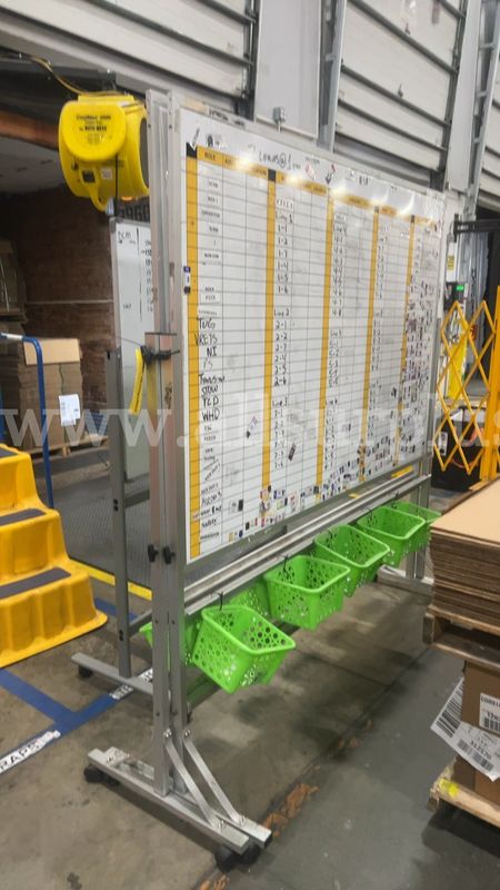 3 Ea. Mobile double-sided dry erase whiteboard with bins