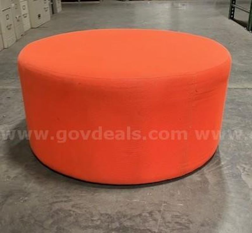 Round Orange Ottoman