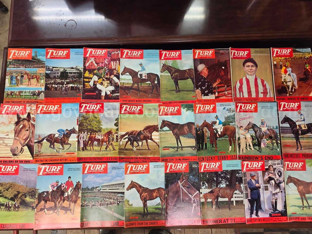 Preakness Baseballs (5), 1950s & 1960s Racing Publications (24) & Commemorative Wine Glasses (1 case)
