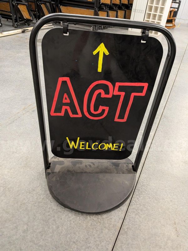 outdoor sign with base (can fill with water/sand for weight)