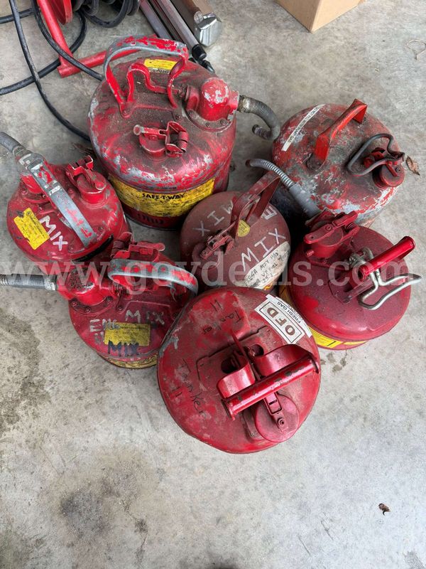 Lot of (7) Metal Gasoline Cans