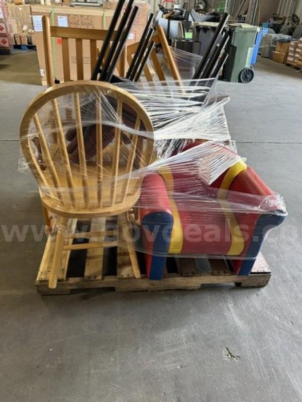 Lot 21 - Pallet of Mis. Wood Cubbies and Child Development Stuff. Must Be Picked Up Quick!