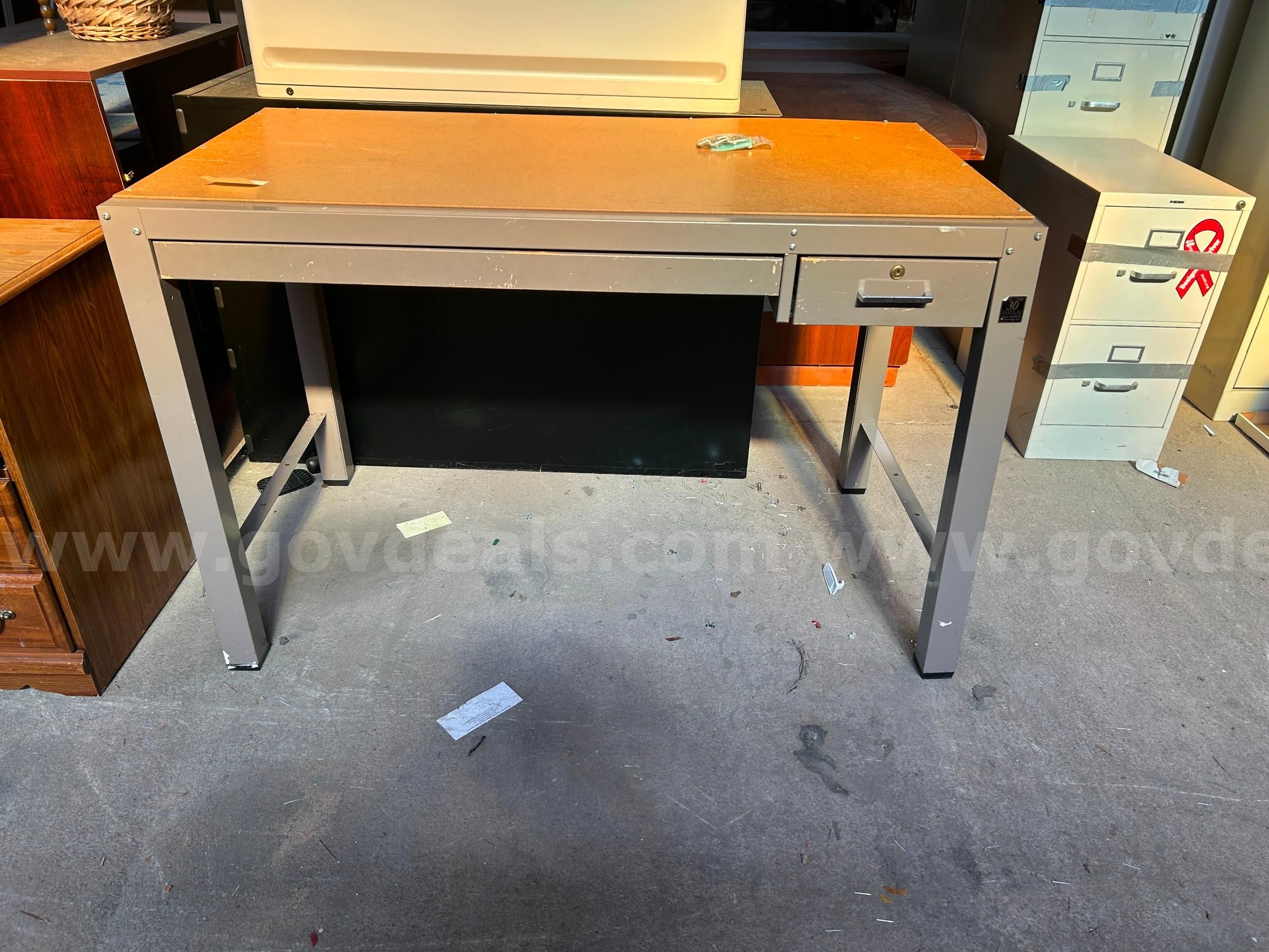 table, small desk and book shelf