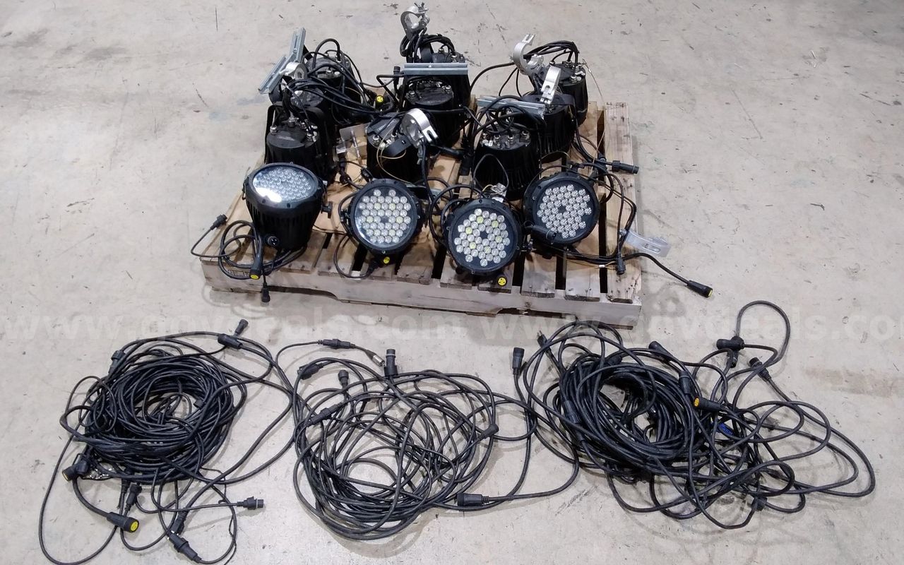Lot of (13) Chauvet COLORado 1 IP stage lights with cables