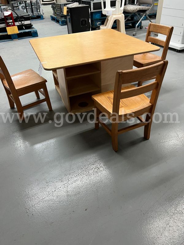 Childs Cubby Table with 3 Chairs