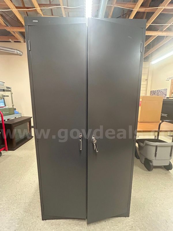 Tall Black Cabinet w/ Locking Doors