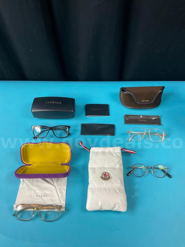 4 - Fashion Prescription Glasses with Cases Labeled Moncler, Gucci, Versace and Tom Ford