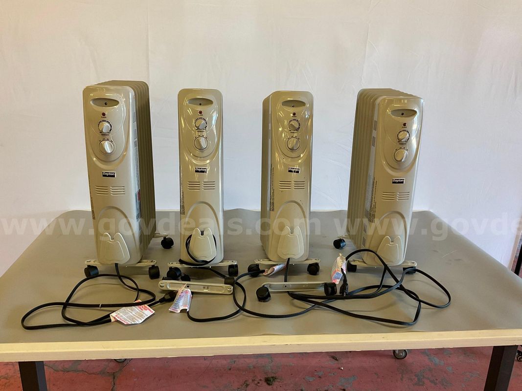 4 - Dayton Portable Heaters on Wheels, Models: 53TY90 (2 - Missing Hardware for Wheels) All Power On