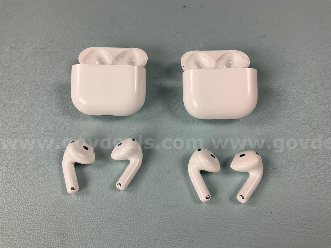 2 - Apple AirPods (Gen 4) with Charging Case Model A3058, Both Power On
