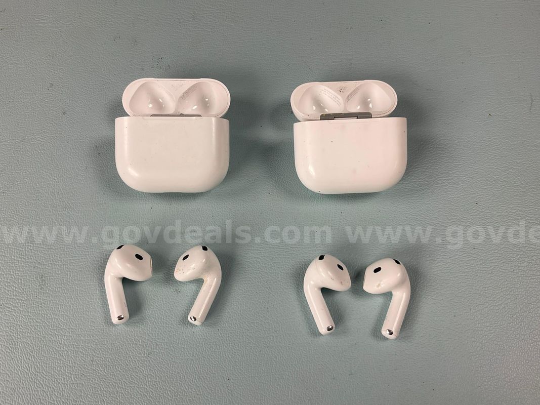 2 - Apple AirPods (Gen 4) with Charging Case Model A3059, Both Power On