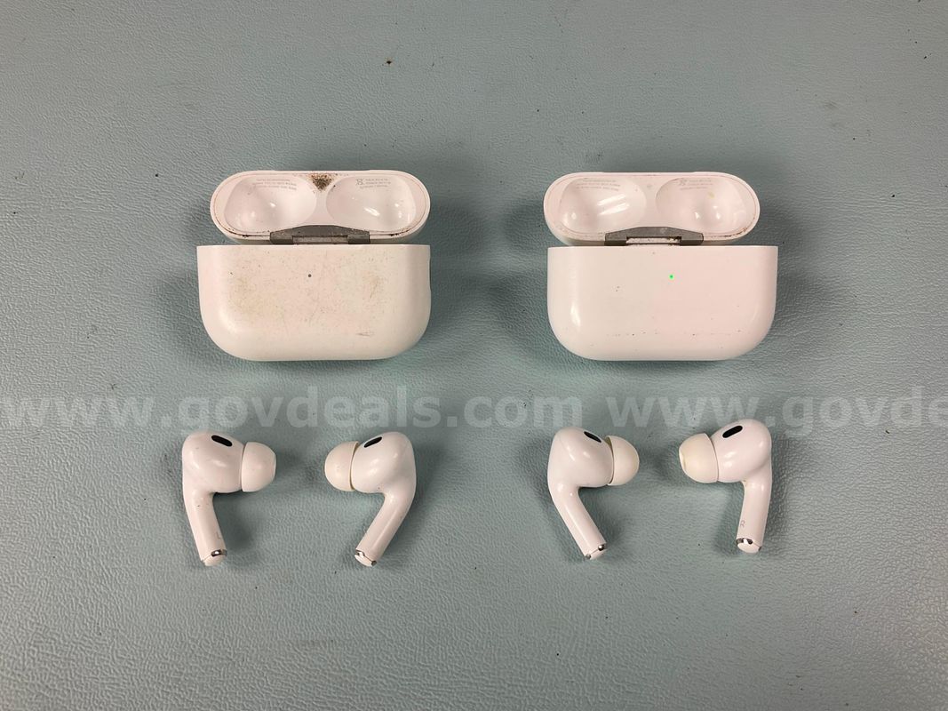 2 - Apple AirPods Pro (Gen 2) with Charging Case Model A2968, Both Power On
