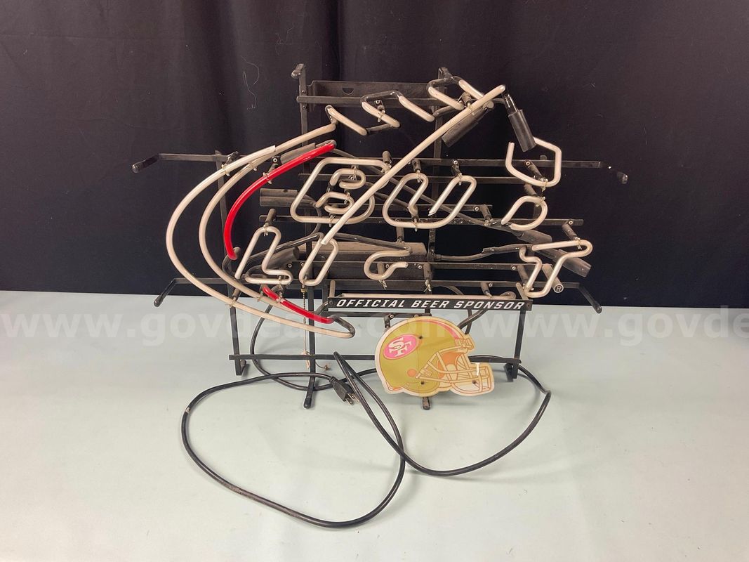 Bud Light San Francisco 49er's Neon Sign, Untested (Damaged)