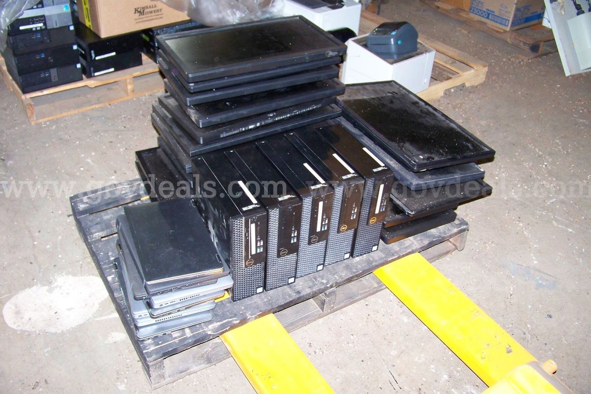 8 laptops, 5 desktops, 17 computer monitors