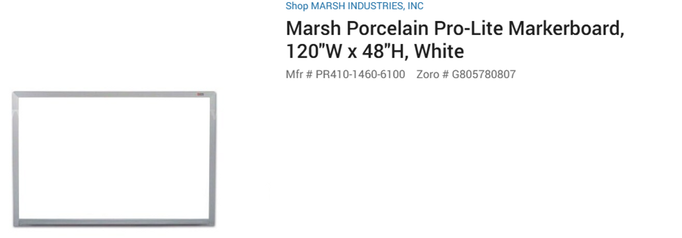 Marsh 48" x 144" Magnetic White Board w/Aluminum Frame (ID #45931) (BWHSE) (26-0228-2) 36003