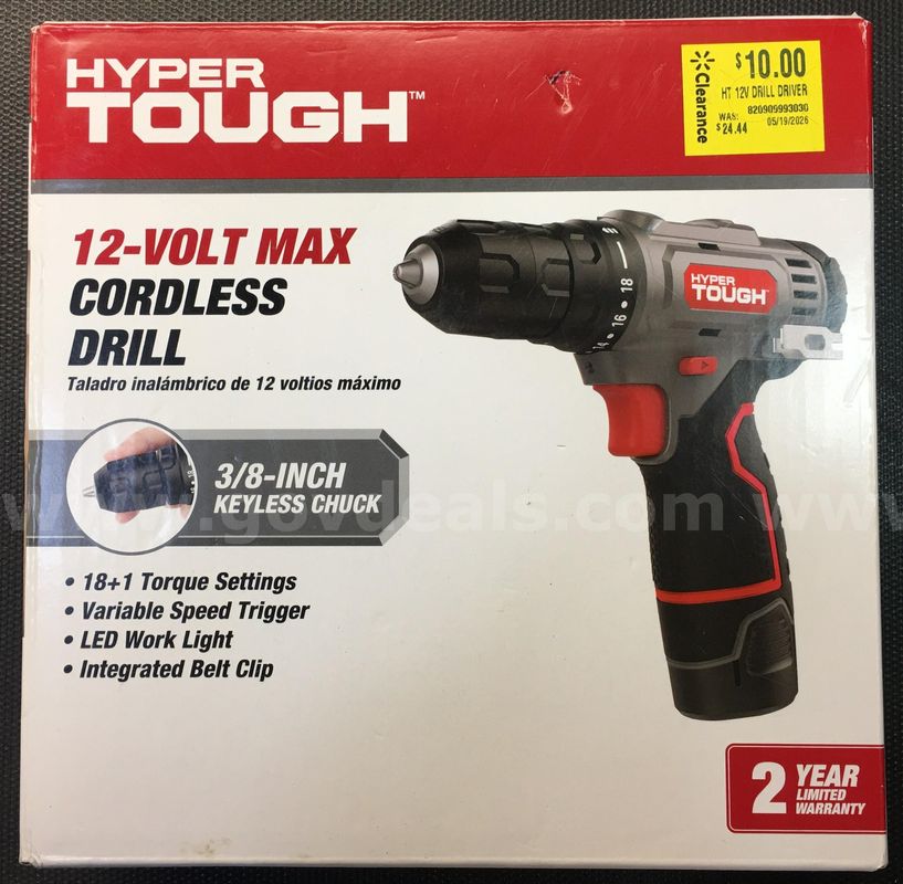 Hyper Tough 12-volt Max Cordless Drill (ID# 46342) (D-Case) (TSA) (NO UPC)