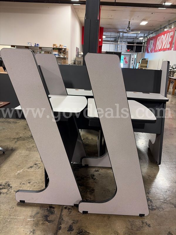 Lot of 4 Gray Privacy Student Desks