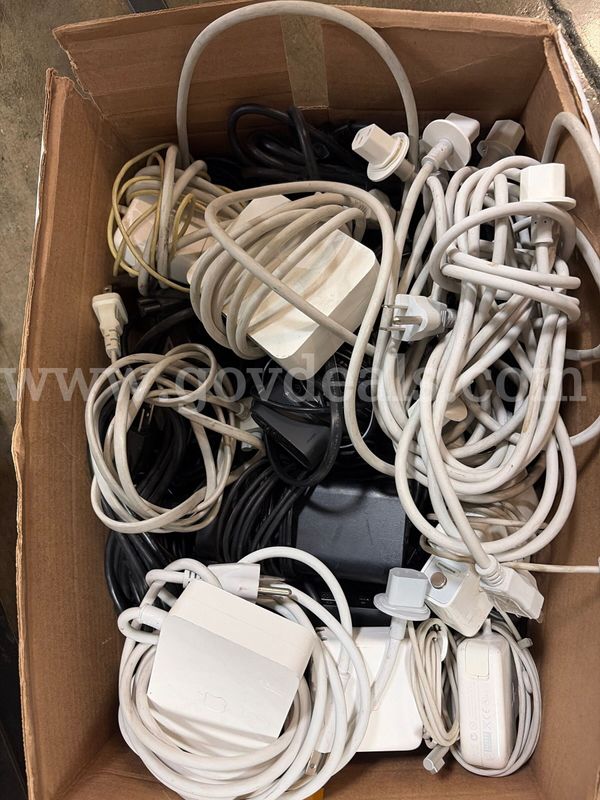 Lot of 3 Boxes of Assorted Computer Cords and Charging Equipment